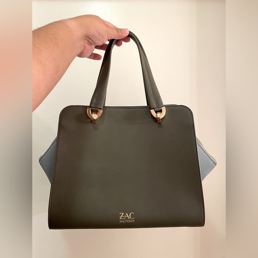 Zac Zac Posen Top Handle Bag in Mushroom and Ice Blue colour way